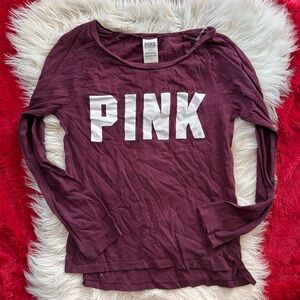 PINK Victoria's Secret Burgundy Long Sleeve Tee
